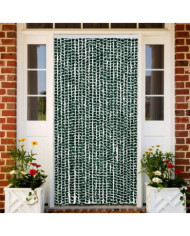 Rideau anti-mouches vert et blanc 100x200 cm chenille | Mobilier & Déco