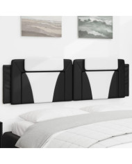 Coussin de tête de lit noir et blanc 180 cm similicuir | Mobilier & Déco