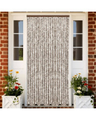 Rideau anti-mouches taupe et blanc 56x200 cm chenille | Mobilier & Déco