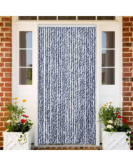 Rideau anti-mouches bleu et blanc 100x230 cm chenille | Mobilier & Déco