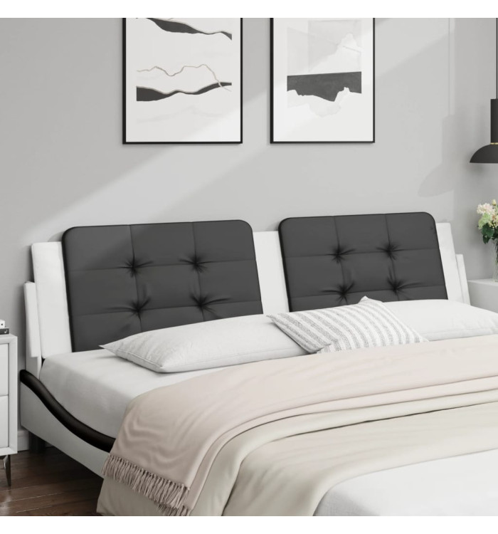 Coussin de tête de lit noir et blanc 200 cm similicuir | Mobilier & Déco