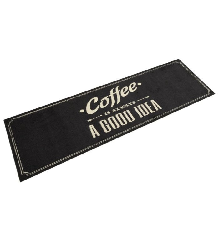 Tapis de cuisine lavable texte Coffee 45x150 cm velours | Mobilier & Déco