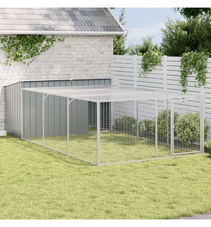 Niche pour chien avec cour anthracite 197x396x110 cm | Mobilier & Déco
