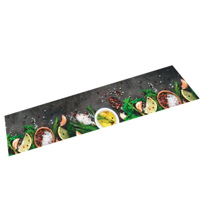 Tapis de cuisine lavable impression d'épices 60x300 cm velours | Mobilier & Déco