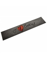 Tapis de cuisine lavable texte Cooking 60x300 cm velours | Mobilier & Déco