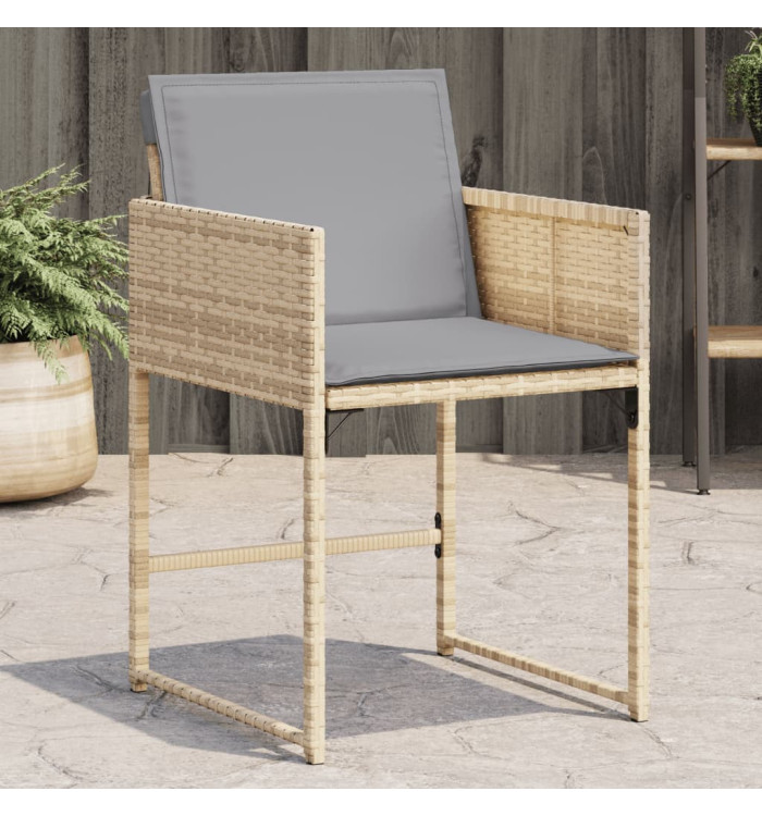 Chaises de jardin avec coussins lot de 4 mélange beige | Mobilier & Déco