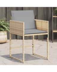 Chaises de jardin avec coussins lot de 4 mélange beige | Mobilier & Déco