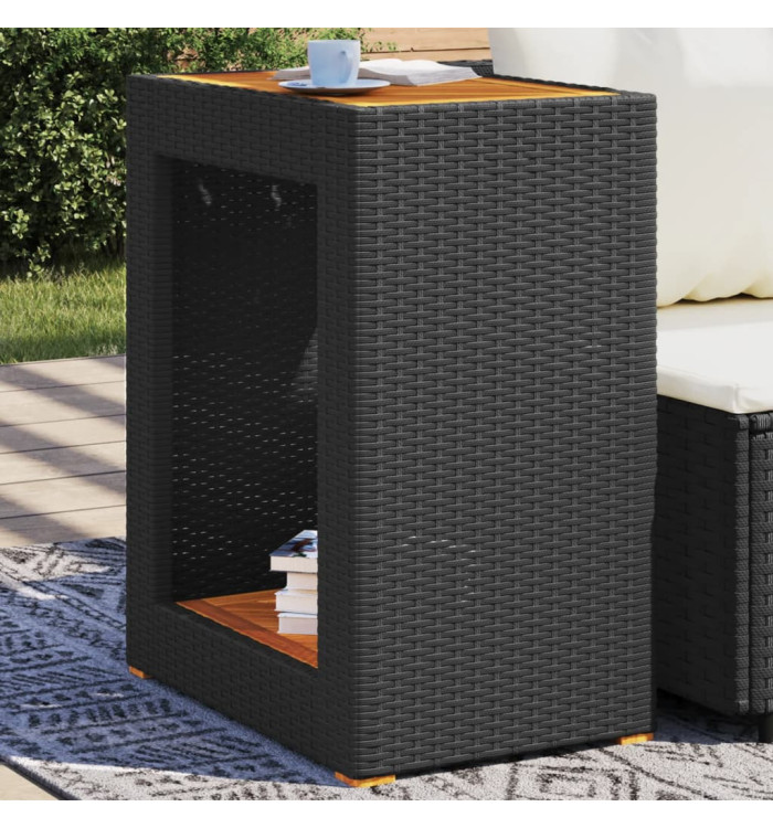 Table d'appoint de jardin dessus en bois noir 60x40x75 cm | Mobilier & Déco