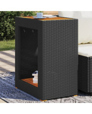 Table d'appoint de jardin dessus en bois noir 60x40x75 cm | Mobilier & Déco