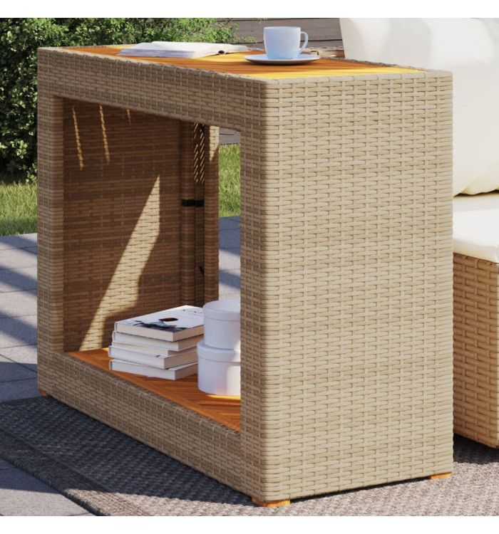 Table d'appoint de jardin dessus en bois beige 100x40x75 cm | Mobilier & Déco