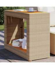 Table d'appoint de jardin dessus en bois beige 100x40x75 cm | Mobilier & Déco