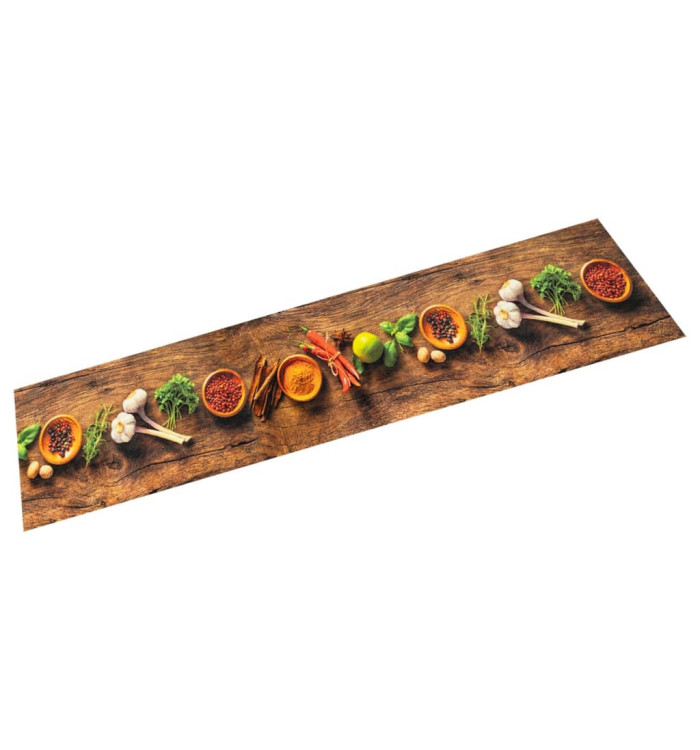 Tapis de cuisine lavable impression d'épices 60x180 cm velours | Mobilier & Déco