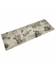 Tapis de cuisine lavable imprimé café gris 60x180 cm velours | Mobilier & Déco