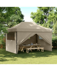 Tente de réception pliable escamotable 4 parois latérales taupe | Mobilier & Déco
