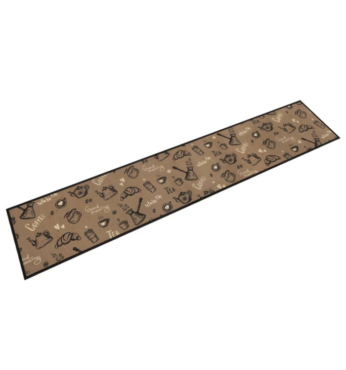 Tapis de cuisine lavable imprimé Morning brun 60x300 cm velours | Mobilier & Déco