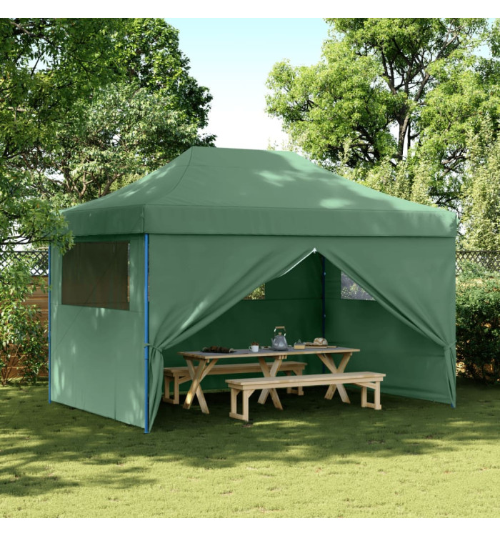 Tente de réception pliable escamotable 4 parois latérales vert | Mobilier & Déco