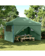 Tente de réception pliable escamotable 4 parois latérales vert | Mobilier & Déco