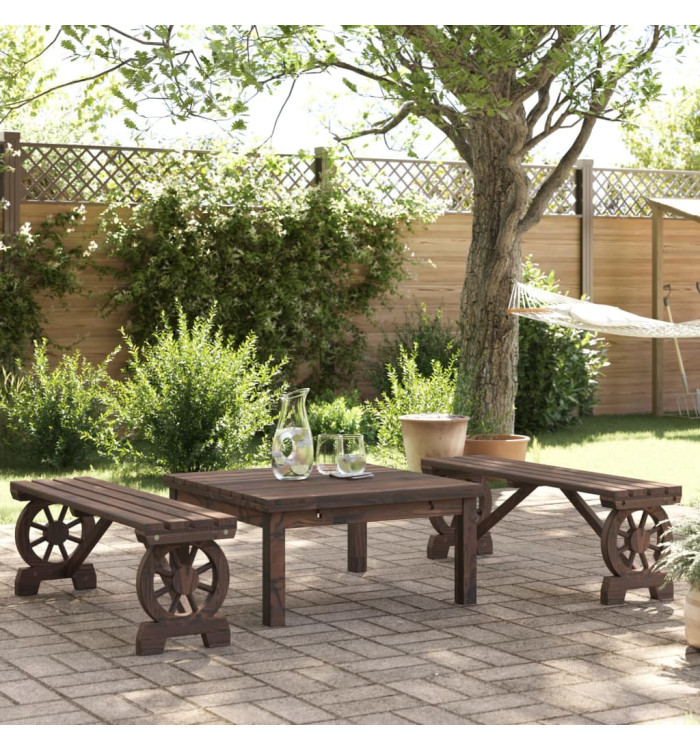 Bancs de jardin lot de 2 bois de sapin massif | Mobilier & Déco