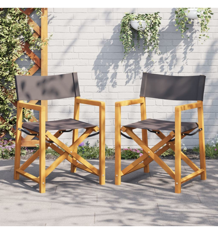 Chaises de réalisateur pliables lot de 2 gris foncé tissu | Mobilier & Déco