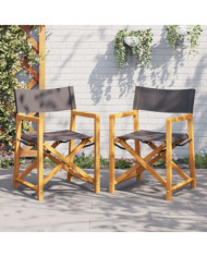 Chaises de réalisateur pliables lot de 2 gris foncé tissu | Mobilier & Déco