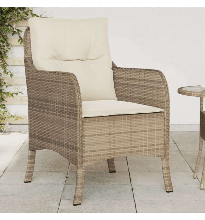 Chaises de jardin avec coussins lot de 2 beige résine tressée | Mobilier & Déco
