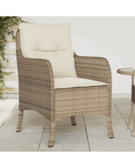 Chaises de jardin avec coussins lot de 2 beige résine tressée | Mobilier & Déco