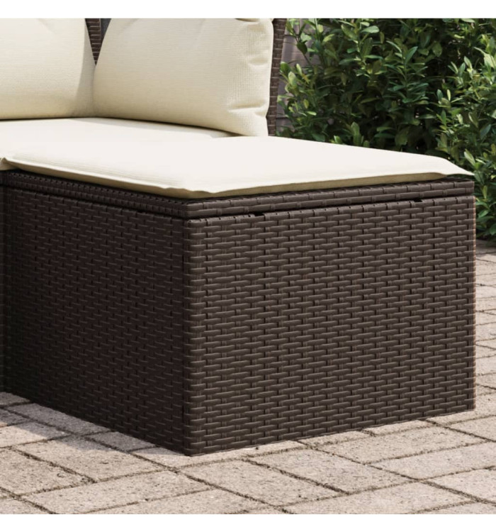 Tabouret de jardin avec coussin brun 55x55x37 cm résine tressée | Mobilier & Déco