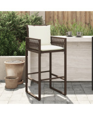 Tabourets de bar jardin coussins lot de 2 marron résine tressée | Mobilier & Déco