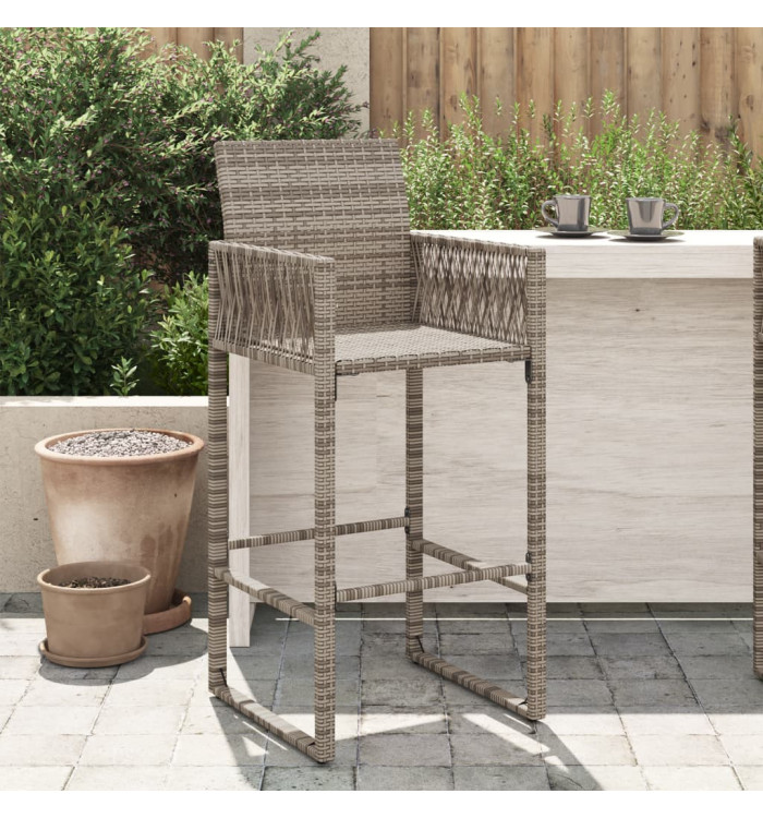 Tabourets de bar de jardin lot de 2 gris résine tressée | Mobilier & Déco
