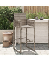 Tabourets de bar de jardin lot de 2 gris résine tressée | Mobilier & Déco