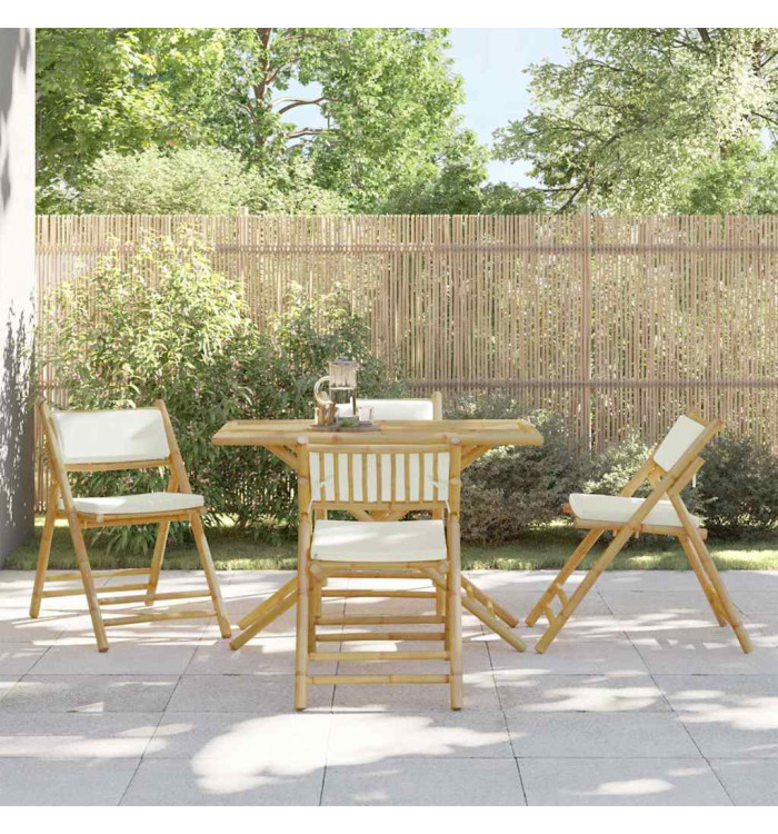 Chaises de bistro pliantes lot de 4 et coussins blanc crème | Mobilier & Déco