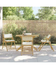Chaises de bistro pliantes lot de 4 et coussins blanc crème | Mobilier & Déco