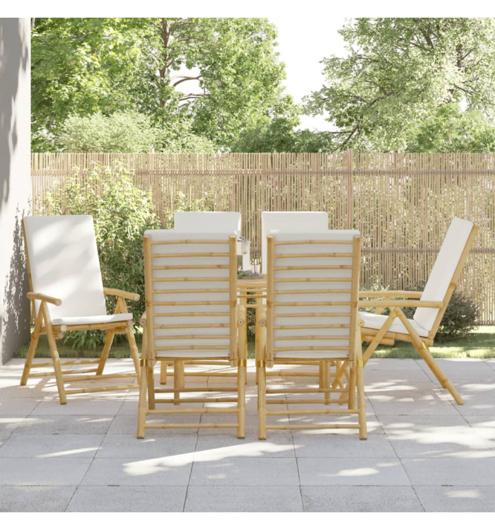 Chaises inclinables de jardin pliantes lot de 6 coussins bambou | Mobilier & Déco