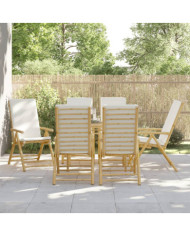 Chaises inclinables de jardin pliantes lot de 6 coussins bambou | Mobilier & Déco