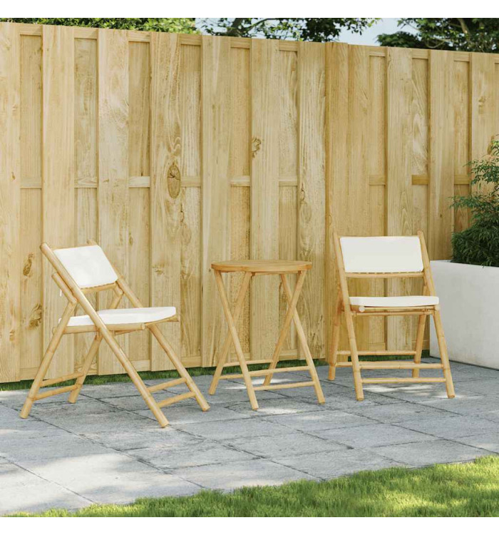 Chaises de bistro pliantes lot de 2 et coussins blanc crème | Mobilier & Déco