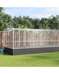 Volière avec extension argenté 625x207x212 cm acier | Mobilier & Déco
