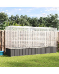 Volière avec extension argenté 418,5x107x212 cm acier | Mobilier & Déco