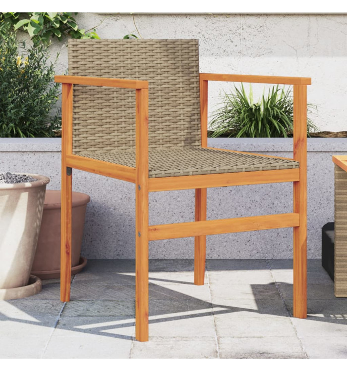 Chaises de jardin lot de 2 beige résine tressée et bois massif | Mobilier & Déco