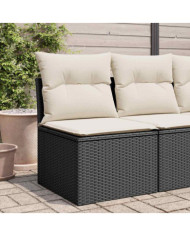 Chaise de jardin sans accoudoirs avec coussins noir poly rotin | Mobilier & Déco