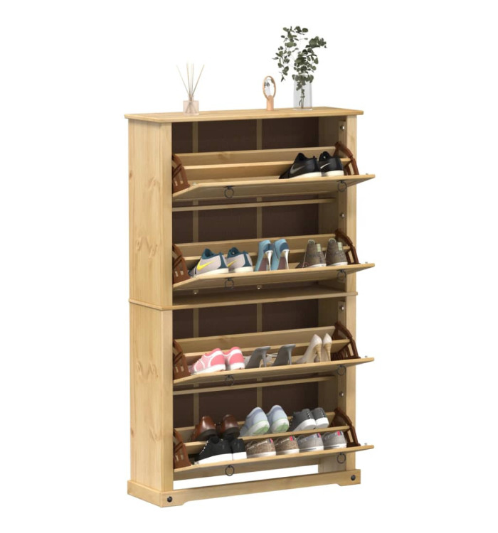 Armoire à chaussures Corona 99x32x163,5 cm bois de pin massif | Mobilier & Déco
