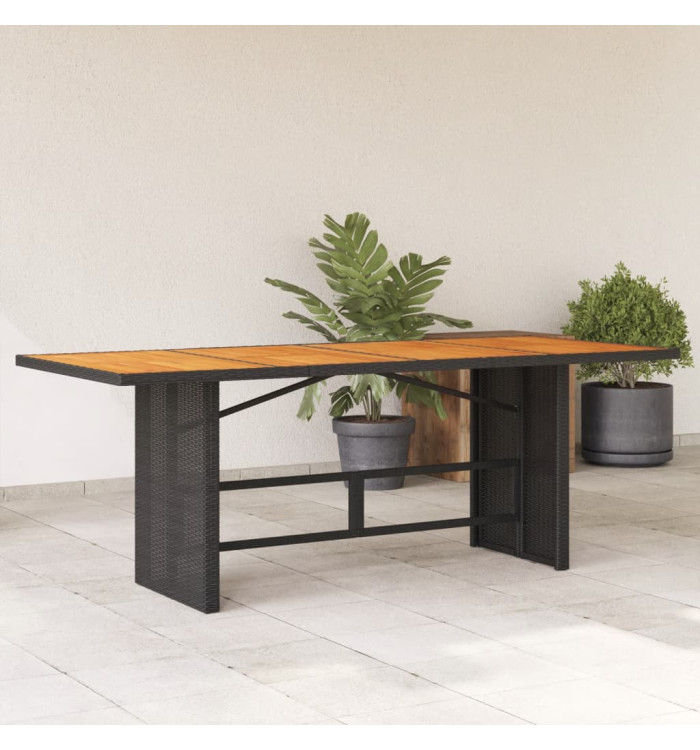 Table de jardin avec dessus en bois d'acacia noir 190x80x74 cm | Mobilier & Déco