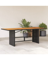 Table de jardin avec dessus en bois d'acacia noir 190x80x74 cm | Mobilier & Déco