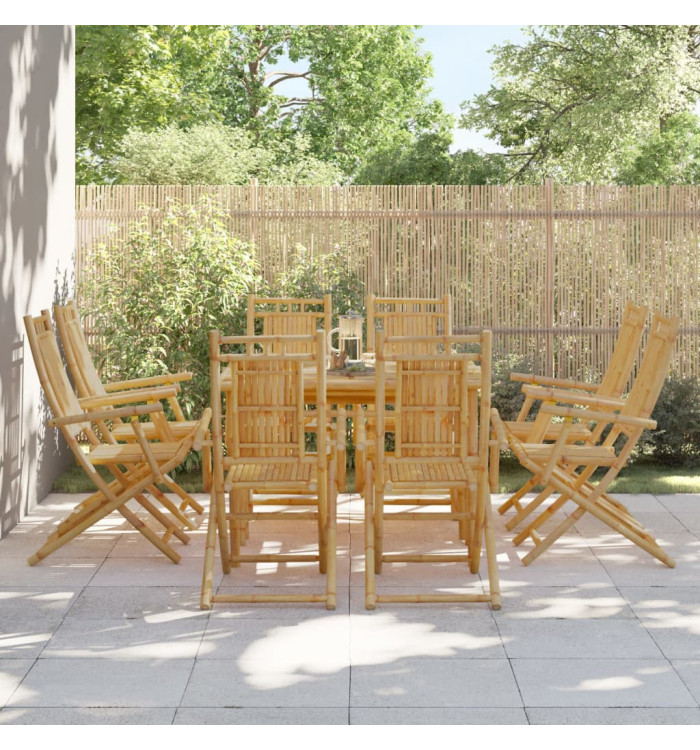 Chaises pliables de jardin lot de 8 53x66x99 cm bambou | Mobilier & Déco
