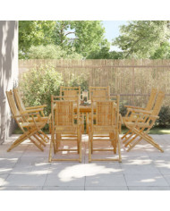 Chaises pliables de jardin lot de 8 53x66x99 cm bambou | Mobilier & Déco