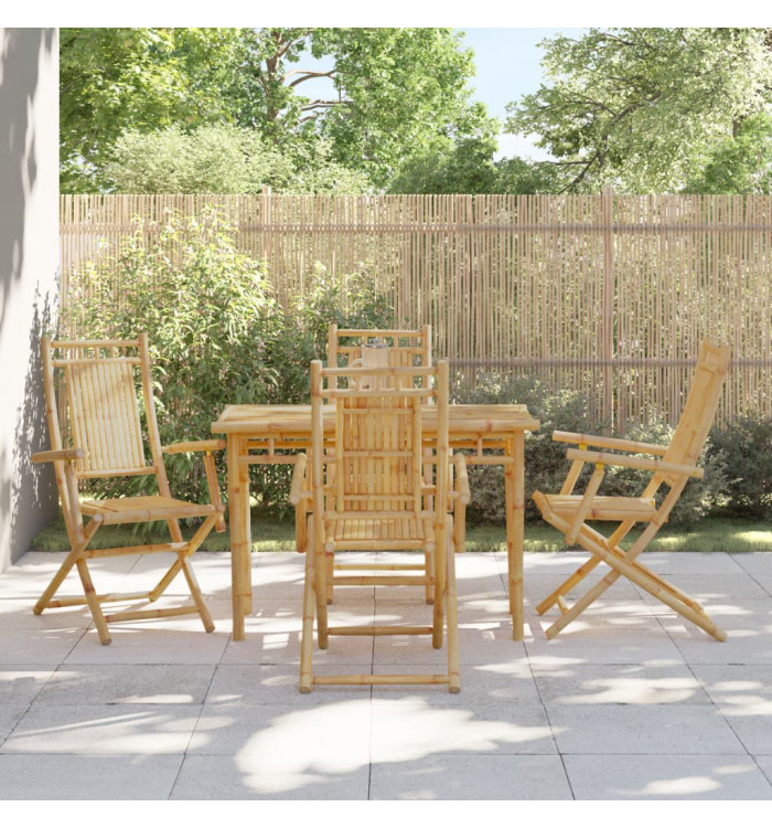 Chaises pliables de jardin lot de 4 53x66x99 cm bambou | Mobilier & Déco