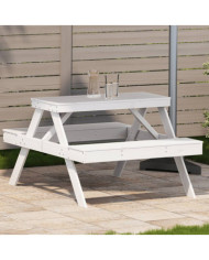 Table de pique-nique blanc 105x134x75 cm bois massif de pin | Mobilier & Déco
