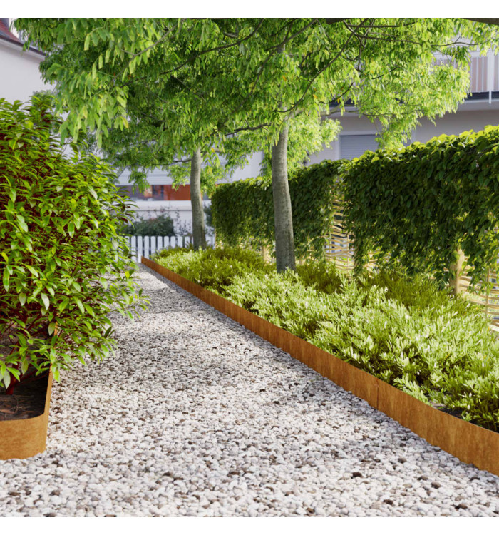 Bordures de pelouse 10 pcs 15x103 cm acier corten flexible | Mobilier & Déco