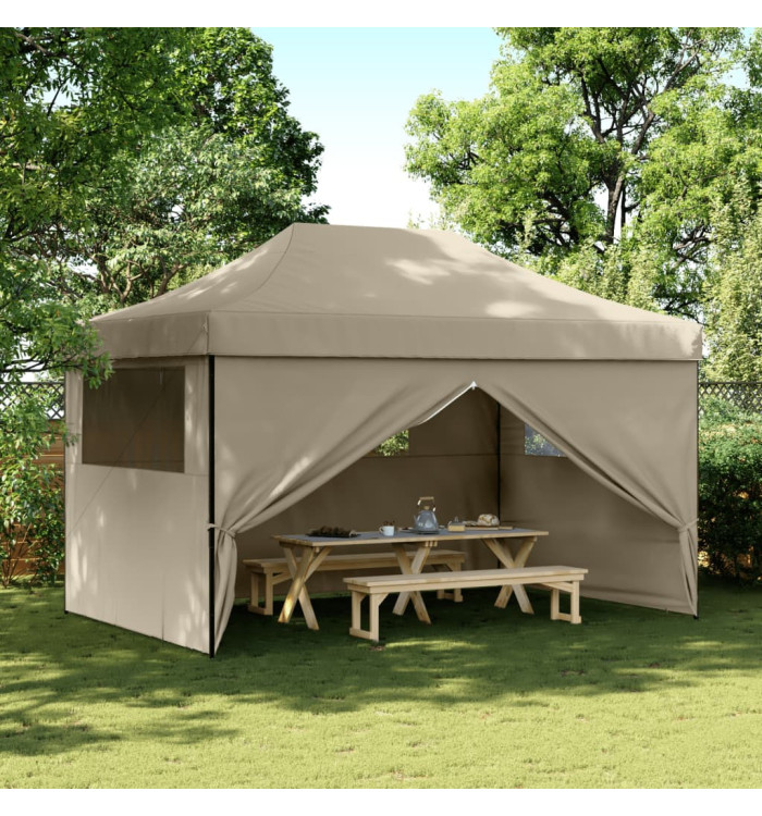 Tente de réception pliable escamotable 4 parois latérales taupe | Mobilier & Déco