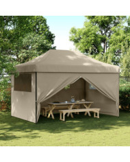 Tente de réception pliable escamotable 4 parois latérales taupe | Mobilier & Déco
