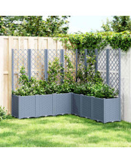 Jardinière avec treillis bleu gris 160x160x140 cm PP | Mobilier & Déco